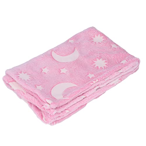 Garosa Leuchtende Polyester-Decke Im Dunkeln Überwurf, Leichte Thermo-Bettdecken, Leuchtender Sternendruck(Rosa) von Garosa
