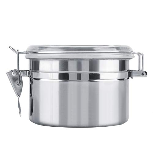 Garosa Luftdichte Edelstahl-Vorratsdosen, Aufbewahrungsbehälter für Kaffee und Lebensmittel mit Klarsichtdeckel, Verriegelungsklemme(800ML) von Garosa