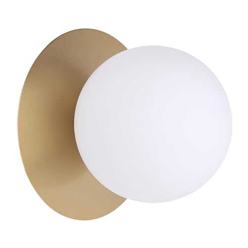 Garosa Moderne Globus-Wandleuchte, Lampenschirm aus Milchig Weißem Glas, Rostfreier Goldsockel Gebürstet, Fest Verdrahtete Installation für den Eingangsbereich Im Wohnzimmer von Garosa