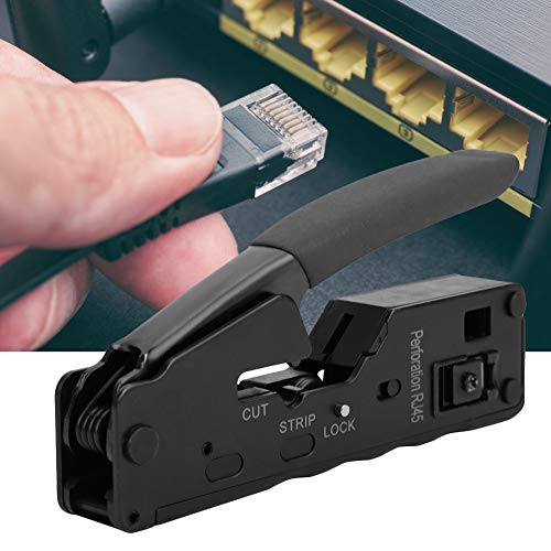 Garosa Network Draht Crimper Stripper Cutter für CAT-5 CAT-6 CAT-7, Multifunktionales Kabel Crimping Tool für Computernetzwerkfachleute (BLACK) von Garosa