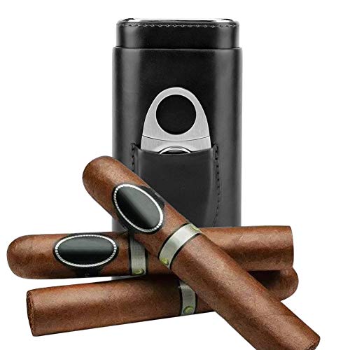 Garosa Reiseetui aus Leder für Zigaretten aus Holz gefüttert mit Rauchern für Zigaretten 3 Röhren mit Schneider aus Edelstahl (Black) von Garosa