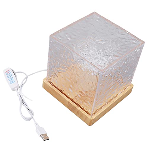 Garosa USB-5-V-Stecker, Kreatives Kristall-Nachtlicht, Quadratisches LED-Nachtlicht mit Rotierendem Wassermuster, Dynamische Atmosphäre, Nachtlicht für Zuhause, Hotel, Büro von Garosa