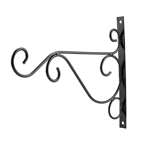 Garosa Wand Hängende Pflanzgefäße Halterung Metall Eisen Pflanzenhalter Windspiele Laternen Vogelhäuschen Blumentopf Haken für Hausgarten Decor (11,8x8,3 Zoll)(Black) von Garosa