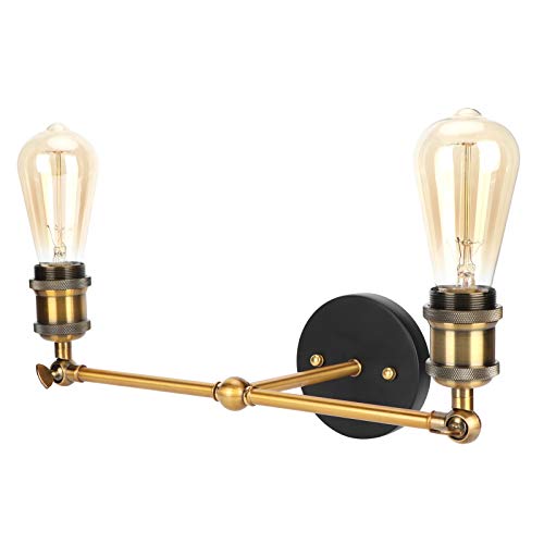 Garosa Wandleuchte E27 Sockel Edison Vintage Wandleuchten Doppelköpfe Wandleuchte Lampe Leuchte für Kopfteil Schlafzimmer Veranda Badezimmer,Wandlampe von Garosa