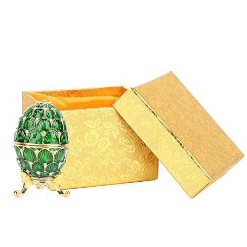 Handgemalte emaillierte Vintage Faberge Ei Stil dekorative Schmuck Veranstalter Trinket Box Osterei Dekoration Geschenk für Inneneinrichtungen(Grün) von Hztyyier