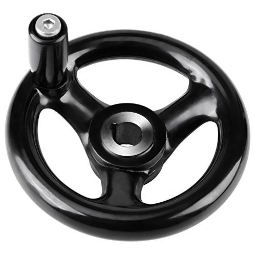 Garosa Handrad, schwarz, rund, 3-Speichen-Handrad, 3-Handrad, Kunststoff-Maschinenhandrad mit Drehgriff 12 * 100 mm für industrielle Drehfräsmaschinen von Garosa