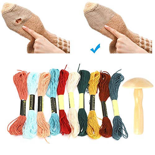 Holz Darning Supplies Kit Holz Pilz Stopfnadel Nähgarn Stopfset für DIY Handwerk Reise, Home Darne Socken von Garosa