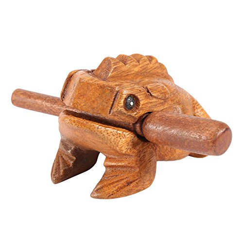 Holzfrosch Guiro Raspel Thailand handgeschnitzt Holz Frosch Guiro Raspel Krabbeln Sound Spielzeug Musikinstrument Tonblock natürliches Finish fünf Größen (#3) von Garosa