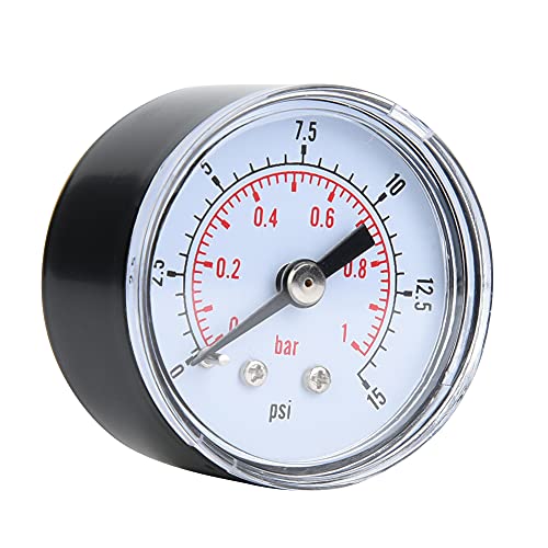 Industrielle Axial-Manometer 1/8 "BSPT Mechanisches Manometer für Luft-Öl-Wasser-Druckprüfung, Metall-Außengehäuse(0-15psi,0-1bar) von Garosa