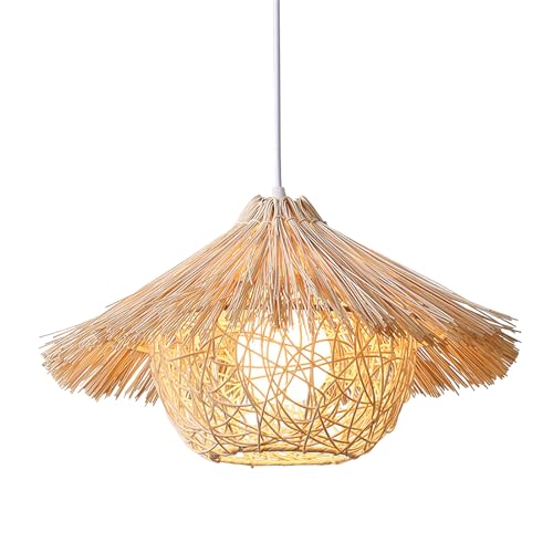 Garosa Kreativer Bambus-Kronleuchter Im Chinesischen Stil, Gewebte Pendelleuchte, Dekorative Exquisite Rustikale Rattan-Bauernhaus-Hängelampe für Schlafzimmer, Gästehäuser, von Garosa