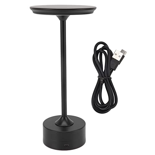 LED Tischlampe Wiederaufladbare Kabellose Touch Steuerung 2000mAh 3 Helligkeitsstufen Tragbare USB C Ladung Metall Design Acrylschirm Schwarz von Garosa