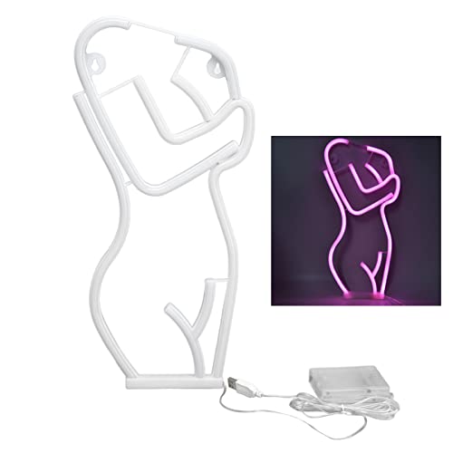 LED Weibliches Modell Neonlicht Nackte Dame Neonschilder Rückwandschild Kunst Dekorative Schilder Lichter Körperform USB-betrieben für Schlafzimmer Bar Party Hochzeit 200lm für(Rosa Licht) von Garosa