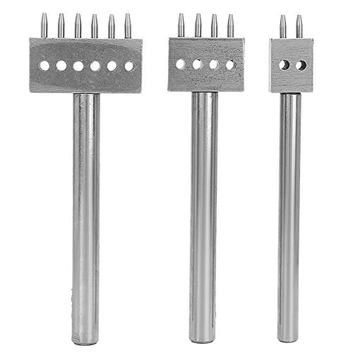 Leder-Nähwerkzeug mit unterschiedlichem Zinkenkopf 3-teiliges Locher-Locher-Werkzeugset für DIY-Schnürstich-Meißel-Lederhandwerk(6mm) von Garosa