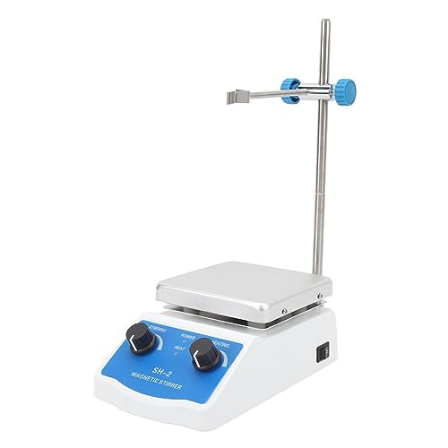 Magnetrührer Heizplattenmischer 2000 Ml Rührkapazität Laborrührer Heizplatte 180 W Maximal 662 ℉ 350 ℃ 100-1600 U/min Stufenlos Einstellbar für Labor (EU-Stecker 220 V) von Garosa