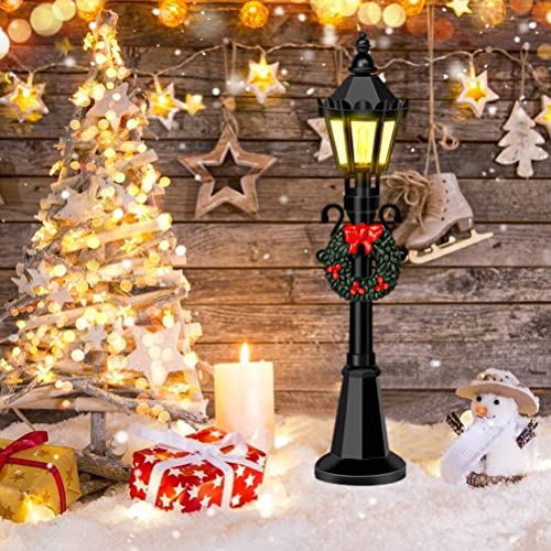 Mini Warmweiße LED-Straßenlaternenmodelle Mini-Weihnachtslaterne Weihnachtsdekoration mit Batteriekasten (2 * AAA-Batterien Nicht enthalten) von Garosa