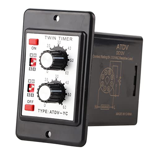 On Off Timer Relay, On Off Twin Timer Relay, 6S 60M Knob Control Time Relay Switch Stabile Leistung für Ferngesteuerte, Elektrische Timer (DC12V) von Garosa