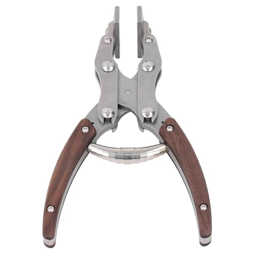 Parallel- und Crossover-Doppelstruktur-Design, Flachzange, Holzgriff, Maul aus Legiertem Stahl, Backenbreite 38 Mm, Tragbare Leder-Presszange mit Abnehmbarer Backe von Garosa