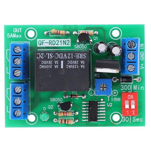 Relaismodul für Ausschaltverzögerung 10-16 V 12 V DC Zeitrelaismodul Zweipoliger DPDT-Zeitschalter mit 2-Kanal-Ausgang für die Überwachung der Unterbrechung des Wasser-/Luftstroms von Garosa