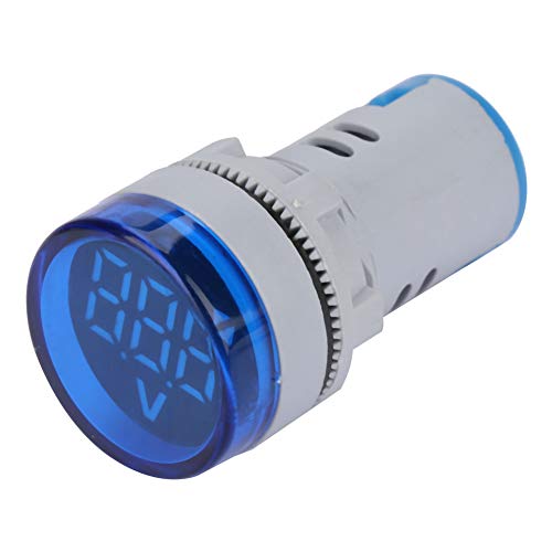 Spannungsanzeige, Digitale Spannungsanzeige, LED-Voltmeter-Signalleuchte, Digitale Anzeige, DC-Spannungsmesser, Runde Lampe, Spannungsprüfer (Blau) von Garosa