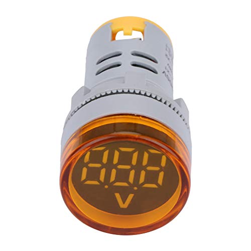 Spannungsanzeige, Digitale Spannungsanzeige, LED-Voltmeter-Signalleuchte, Digitale Anzeige, DC-Spannungsmesser, Runde Lampe, Spannungsprüfer (Gelb) von Garosa