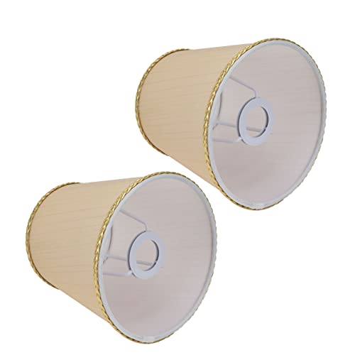 Stoff Lampenschirm für Tischlampe/Stehlampe Kleiner Lampenschirm Stoff Beige Golden Edge Lampenschirm für E14 Tischleuchter Wandleuchte Stoff Lampenschirm E14 Lampenschirm Tischlampenschirm 2PCS von Garosa