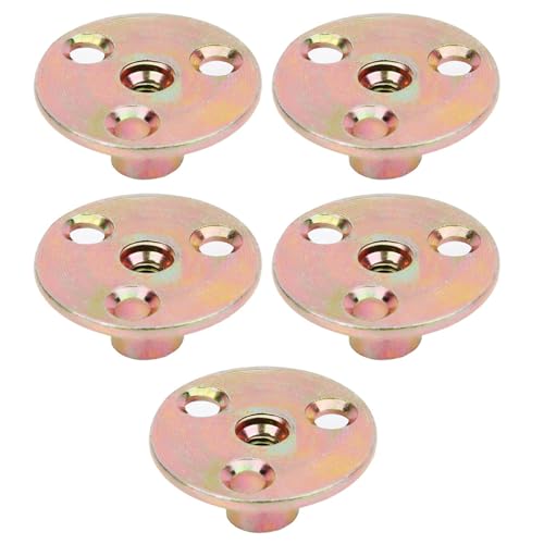 5 Stück T-Mutter Flanschmutter M6 / M8 / M10 T-Mutter mit Brad-Loch Verzinktes Eisen Runde Basis Nietmuttern für Festigung und Verbindung von Holzbe (M6) von Garosa