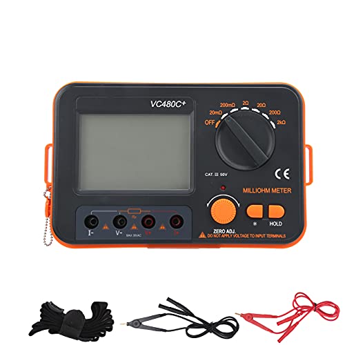 VC480C 6-Gang-Milliohmmeter, Digitaler Tester, 4-Draht-DC-Messung mit Niedrigem Widerstand, Großes LCD-Display, Kleine Größe, Tragbar, Leicht für Verschiedene Situationen von Garosa