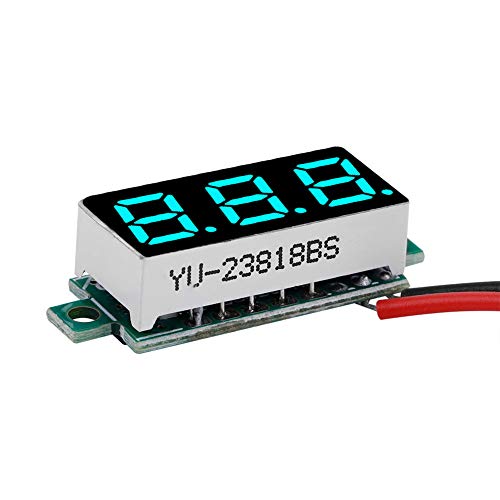 Voltmeter 2,8 "Mini-Digital-LED-Voltmeter-Anzeige 2,5-30 V DC 2-Draht-Messgerät Spannungsmessfeld mit Verpolungsschutz und präziser Druckmessung(Blau) von Garosa