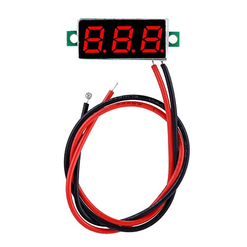 Voltmeter 2,8 "Mini-Digital-LED-Voltmeter-Anzeige 2,5-30 V DC 2-Draht-Messgerät Spannungsmessfeld mit Verpolungsschutz und präziser Druckmessung(rot) von Garosa
