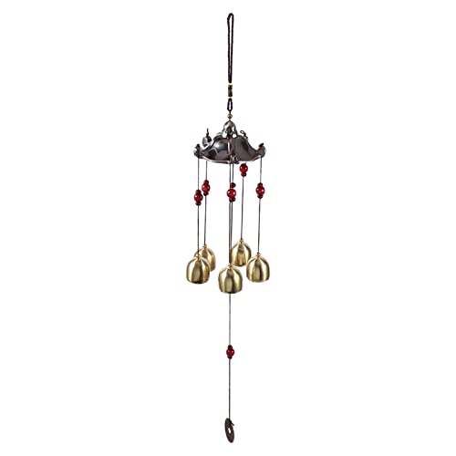 Wind Chimes Messing 5 Glocken Beste Wünsche Glücklichen Wind Glocke Rostschutz Klassische Festival Pavillon Hängende Dekoration für Yard Garten von Garosa