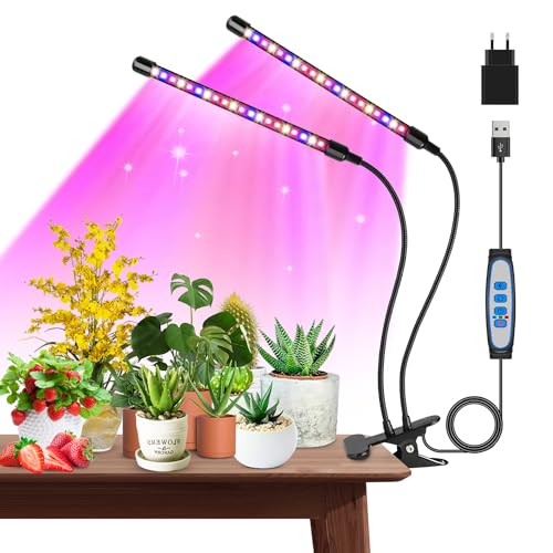 Garpsen Pflanzenlampe Led, Vollspektrum Pflanzenlampe für Zimmerpflanzen, 40 LEDs Pflanzenlicht mit Auto ON & Off Timer 6/12/16H, 5 Helligkeitsstufen(460nm/660nm/3000K) von Garpsen