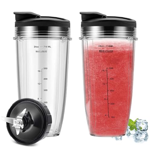 2er-Pack für Ninja Mixer-Becher, 680 ml Mixer-Ersatzteile, 700 ml Tassen, kompatibel mit Nutri Auto IQ Series Mixern, 2 x 700 ml Becher und 1 x Klinge und 2 x Ausgießdeckel 2er-Pack für Ninja Mixer-Becher, 680 ml Mixer-Ersatzteile, 700 ml Tassen, kompatibel mit Nutri Auto IQ Series Mixern, 2 x 700 ml Becher und 1 x Klinge und 2 x Ausgießdeckel von Garqitwan