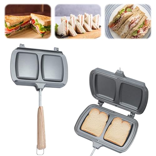 Sandwichtoaster, Doppelseitige Sandwich Maker, Antihaftbeschichteter Bratpfanne mit Griffen, Removable Sandwichmakerf ür Waffeleisen Grill, Outdoor Sandwich Maker für offenes Feuer von Garqitwan