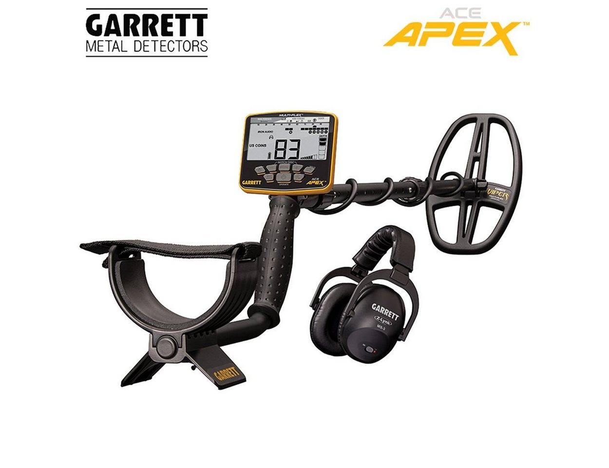 Garrett Metalldetektor Garrett Ace APEX (Wireless Pack) Metalldetektor, inkl. ZLynk Funkkopfhörer von Garrett