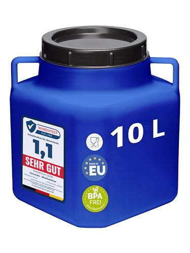 Garronda 10 Liter BPA-freies quadratisches Fass und Futtertonne Weithalsfass Wassertank und Behälter mit Deckel für Sauerkraut sowie Surfass Pökelfass für Fleisch GD-0088, Blau von Garronda