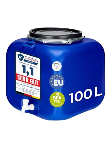 Garronda 100 Liter Regentonne Fass Behälter mit Deckel Auslaufhahn Weithalsfass quadratisch Wassertank Regenfass für Garten Sauerkrautfass Pökelfass für Fleisch Weinfass Surfass GD-0089, Blau Garronda 100 Liter Regentonne Fass Behälter mit Deckel Auslaufhahn Weithalsfass quadratisch Wassertank Regenfass für Garten Sauerkrautfass Pökelfass für Fleisch Weinfass Surfass GD-0089, Blau von Garronda