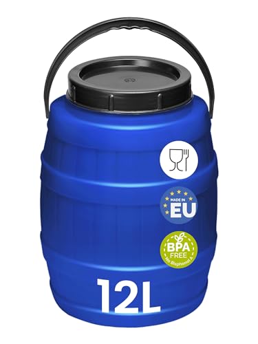 Garronda 12 Liter Behälter mit Deckel Futtertonne Weithalsfass BPA-frei Kleines Fass Wasser Box mit Deckel Ideal als transportbox Sichere Aufbewahrung und Lagerung GD-0086, Blau von Garronda