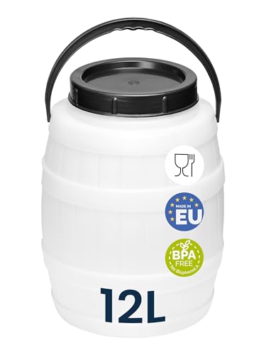 Garronda 12 Liter Behälter mit Deckel Futtertonne Weithalsfass BPA-frei Kleines Fass Wasser Box mit Deckel Ideal als transportbox Sichere Aufbewahrung und Lagerung GD-0086, Weiß Garronda 12 Liter Behälter mit Deckel Futtertonne Weithalsfass BPA-frei Kleines Fass Wasser Box mit Deckel Ideal als transportbox Sichere Aufbewahrung und Lagerung GD-0086, Weiß von Garronda