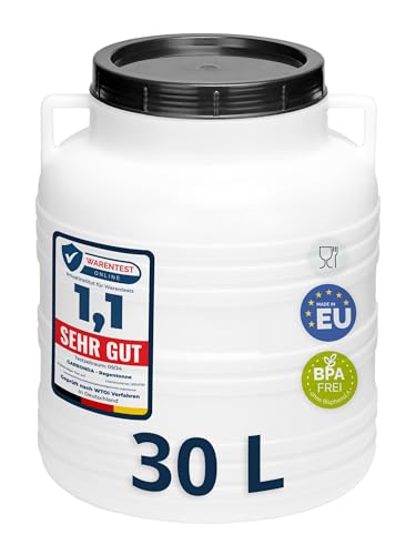 Garronda 30 Liter Weithalsfass aus BPA-freiem Futtertonne Fass Universalfass Lebensmittel Fass Regenfass für Garten Regentonne mit Deckel Regenwassertonne für Garten Wassertonne GD-0078, Weiß Garronda 30 Liter Weithalsfass aus BPA-freiem Futtertonne Fass Universalfass Lebensmittel Fass Regenfass für Garten Regentonne mit Deckel Regenwassertonne für Garten Wassertonne GD-0078, Weiß von Garronda
