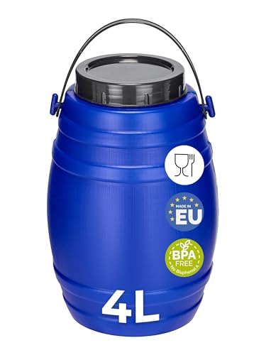 Garronda 4 Liter Behälter mit Deckel Futtertonne Weithalsfass BPA-frei Kleines Fass Wasser Box mit Deckel Ideal als transportbox Sichere Aufbewahrung und Lagerung GD-0086, Blau von Garronda