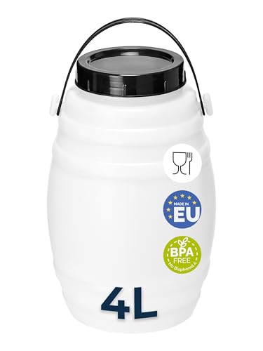 Garronda 4 Liter Behälter mit Deckel Futtertonne Weithalsfass BPA-frei Kleines Fass Wasser Box mit Deckel Ideal als transportbox Sichere Aufbewahrung und Lagerung GD-0086, Weiß von Garronda