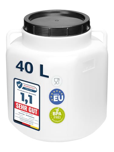 Garronda 40 Liter BPA-freies quadratisches Fass und Futtertonne Weithalsfass Wassertank und Behälter mit Deckel für Sauerkraut sowie Surfass Pökelfass für Fleisch GD-0088, Weiß Garronda 40 Liter BPA-freies quadratisches Fass und Futtertonne Weithalsfass Wassertank und Behälter mit Deckel für Sauerkraut sowie Surfass Pökelfass für Fleisch GD-0088, Weiß von Garronda
