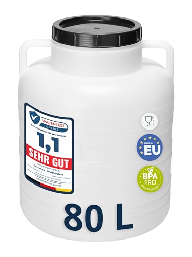 Garronda 80 Liter BPA-freies Fass und Futtertonne, Weithalsfass, Wassertank und Behälter mit Deckel für Sauerkraut sowie Surfass Pökelfass für Fleisch GD-0087, Weiß Garronda 80 Liter BPA-freies Fass und Futtertonne, Weithalsfass, Wassertank und Behälter mit Deckel für Sauerkraut sowie Surfass Pökelfass für Fleisch GD-0087, Weiß von Garronda
