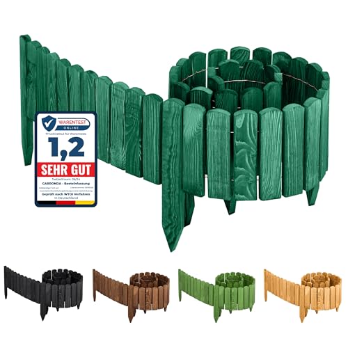 Garronda Beeteinfassung Holz Rollzaun Holzzaun 200 x 8 cm imprägniert Flexibler Rollborder Rasenkante Palisade Gartenzaun Umzäunung für Garten GD-0046 (Smaragdgrün, Höhe: 8 cm) von Garronda