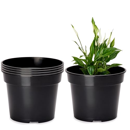 Garronda Blumentopf Kunststoff Pflanztopf rund Kräutertopf Anzuchttöpfe Blumentopf Schwarz für Innen und Aussen 13cm GD-0025 (5 Stück Schwarz, ⌀ 13 cm H 10,5 cm) von Garronda