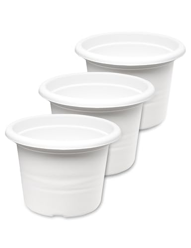Garronda Blumentopf Set Dreier Pack Pflanzentopf rund aus Kunststoff für Blumen und andere Pflanzen Blumentöpfe Plastik GD-0022 GD-0022 (3 Stück Weiß, ⌀ 17cm H 12cm) von Garronda