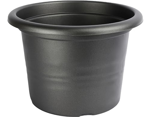 Garronda Blumentopf klein rund Kunststoff für Blumen und andere Pflanzen GD-0022 (Graphite, ⌀ 15cm H 10,5cm) von Garronda