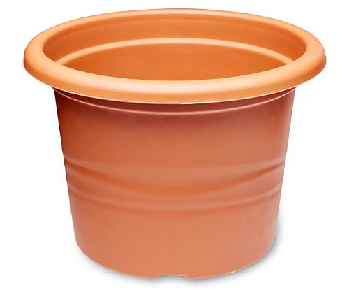 Garronda Blumentopf klein rund Kunststoff für Blumen und andere Pflanzen GD-0022 (Terracotta, ⌀ 15cm H 10,5cm) von Garronda