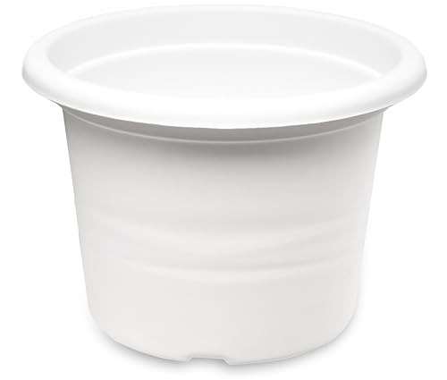 Garronda Blumentopf rund aus Kunststoff Pflanzentopf für Blumen und andere Pflanzen Blumentöpfe Plastik GD-0022 (Weiß, ⌀ 20cm H 14cm) von Garronda