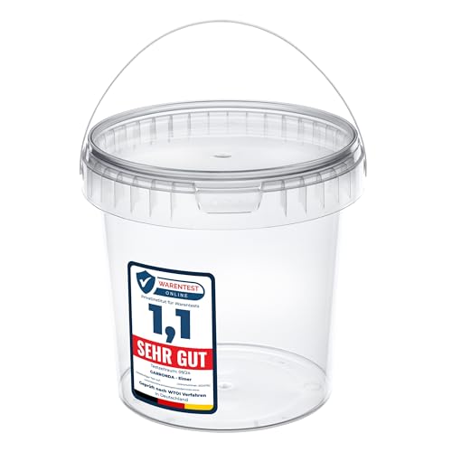Garronda Eimer mit Deckel 1 L für die Lagerung von Lebensmittel- und Chemischen Produkten 100 Stück Transparent GD-0072 Garronda Eimer mit Deckel 1 L für die Lagerung von Lebensmittel- und Chemischen Produkten 100 Stück Transparent GD-0072 von Garronda
